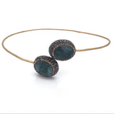Emerald Necklace - 2 Ovals With Marcasite & Gold Crystals