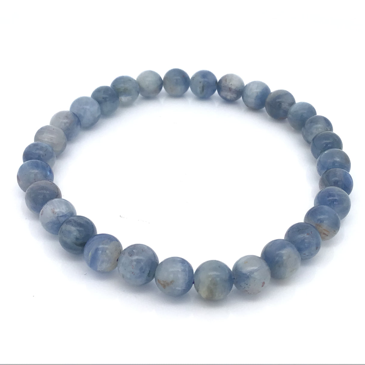 A+ Clarity Kyanite Beaded Bracelet - 6.5 mm Rounds - Large
