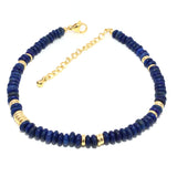 Lapis Lazuli Beaded Bracelet with Vermile Gold - 4mm Rondelle
