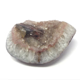 Polished Rose Agate Druze Geode Freeform with Calcite Crystal Cross Section