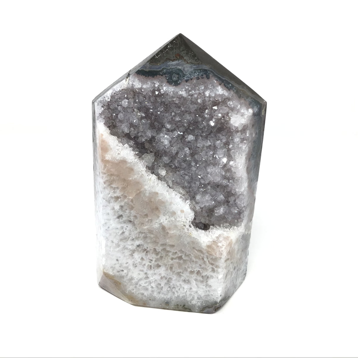 Quartz Druze Cut Point with Quartz Polished Front