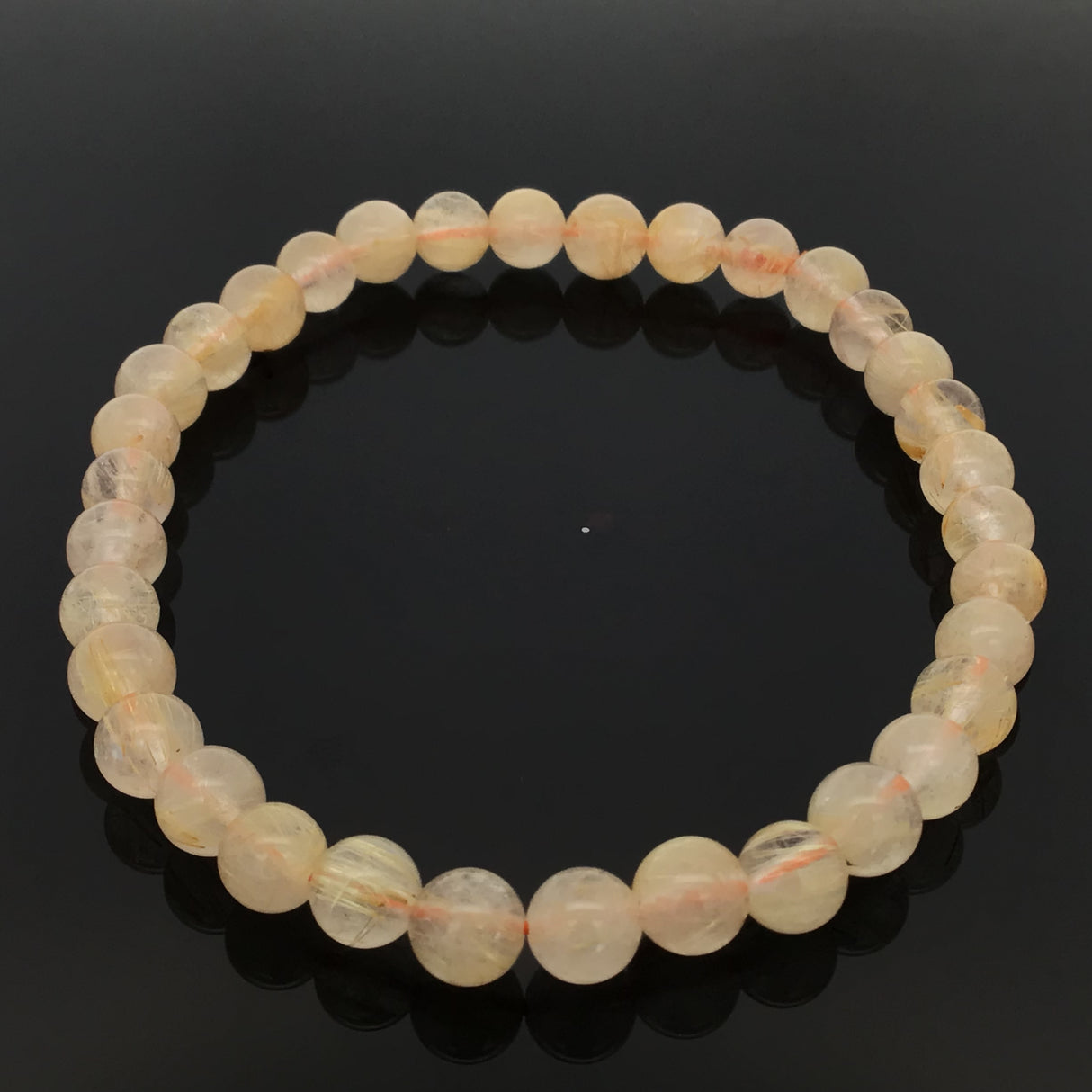 Golden Rutilated Quartz Beaded Bracelet - Milky Rounds