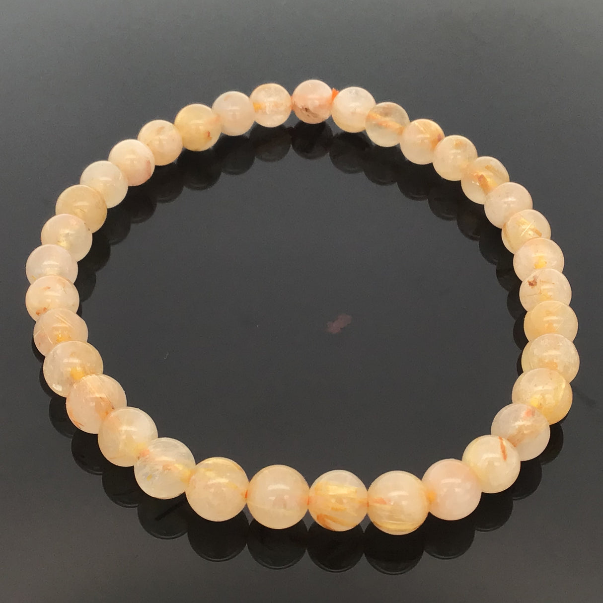 Golden Rutilated Quartz Beaded Bracelet - Milky Rounds