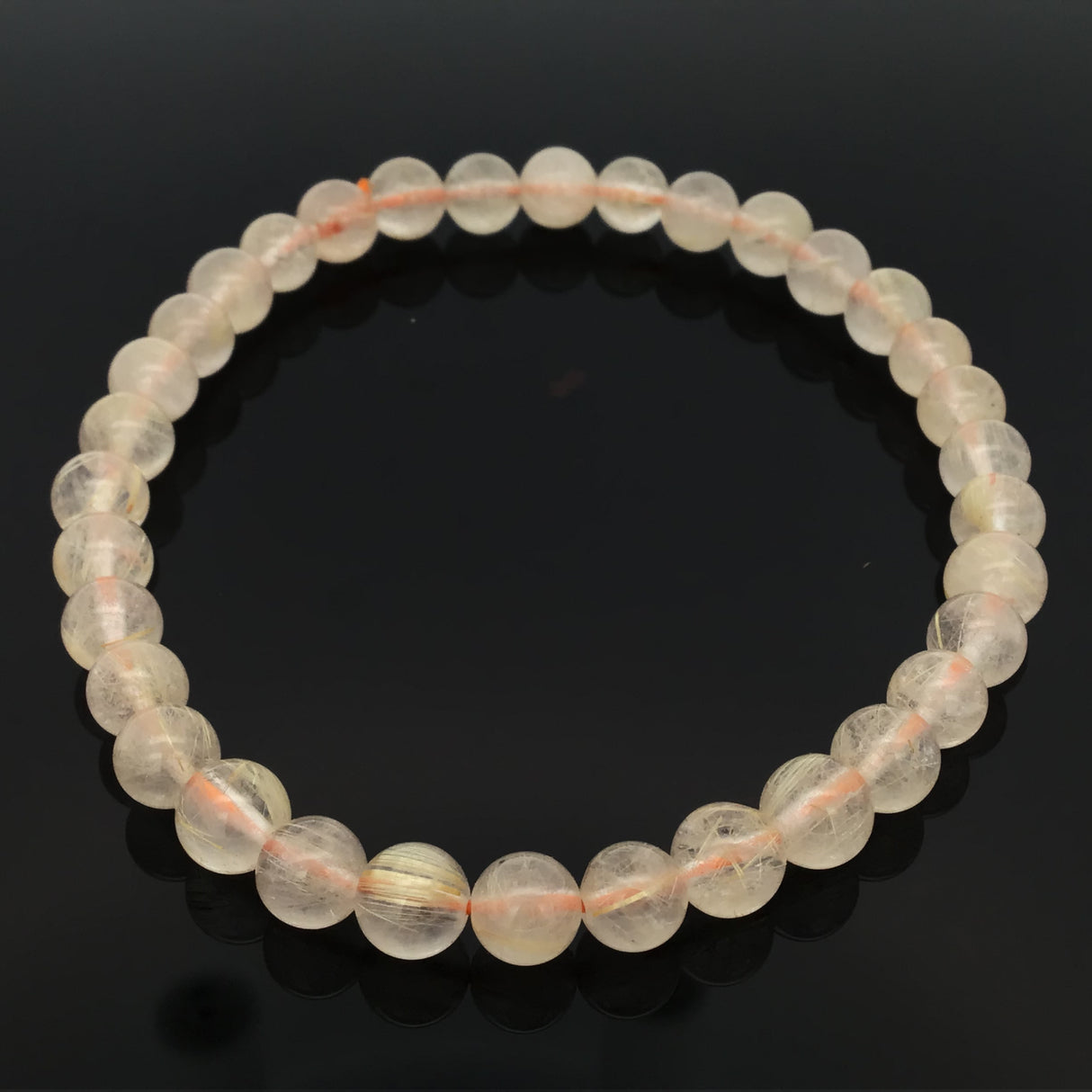 Golden Rutilated Quartz Beaded Bracelet - Milky Rounds