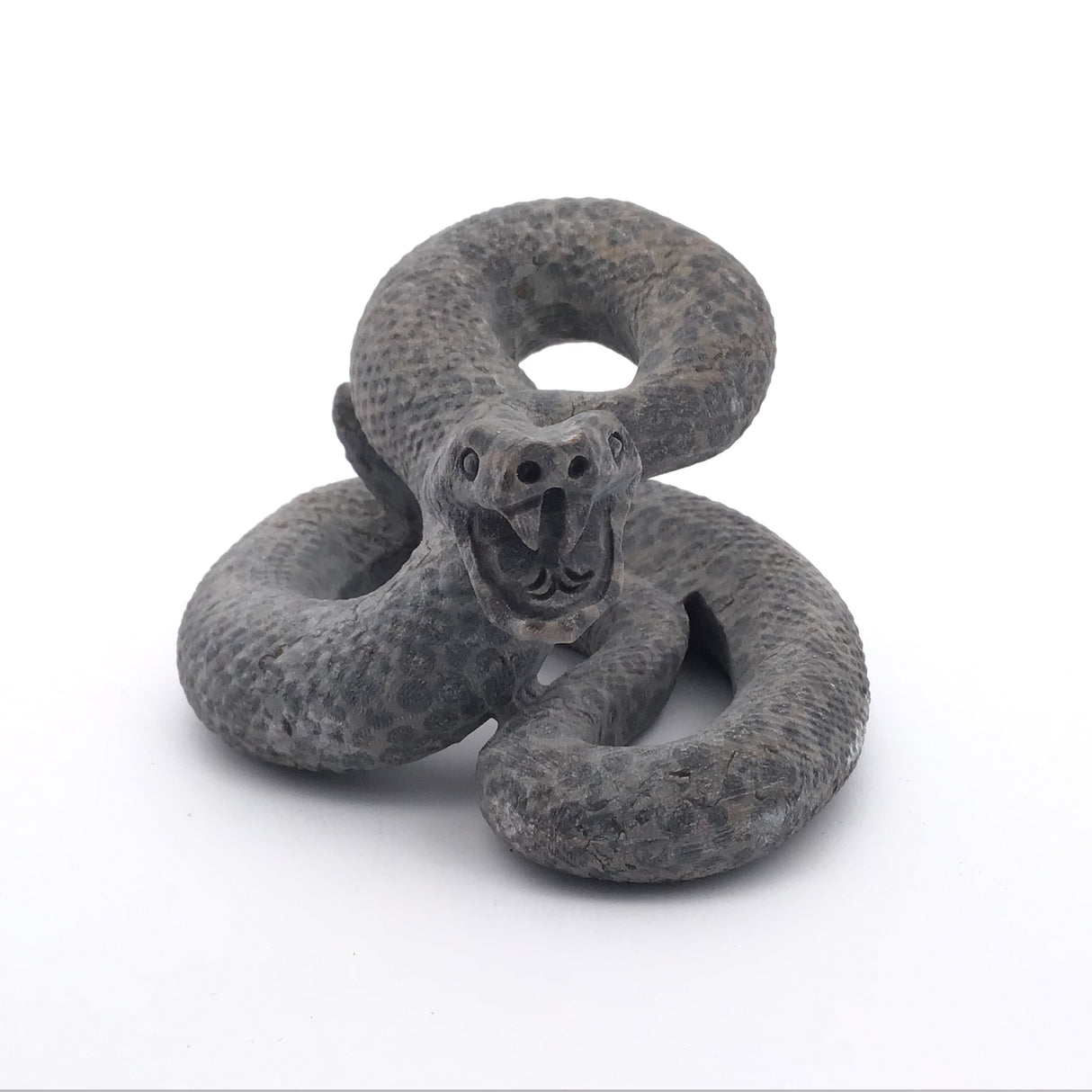 Leopard skin Jasper Ready to Strike Snake Carving
