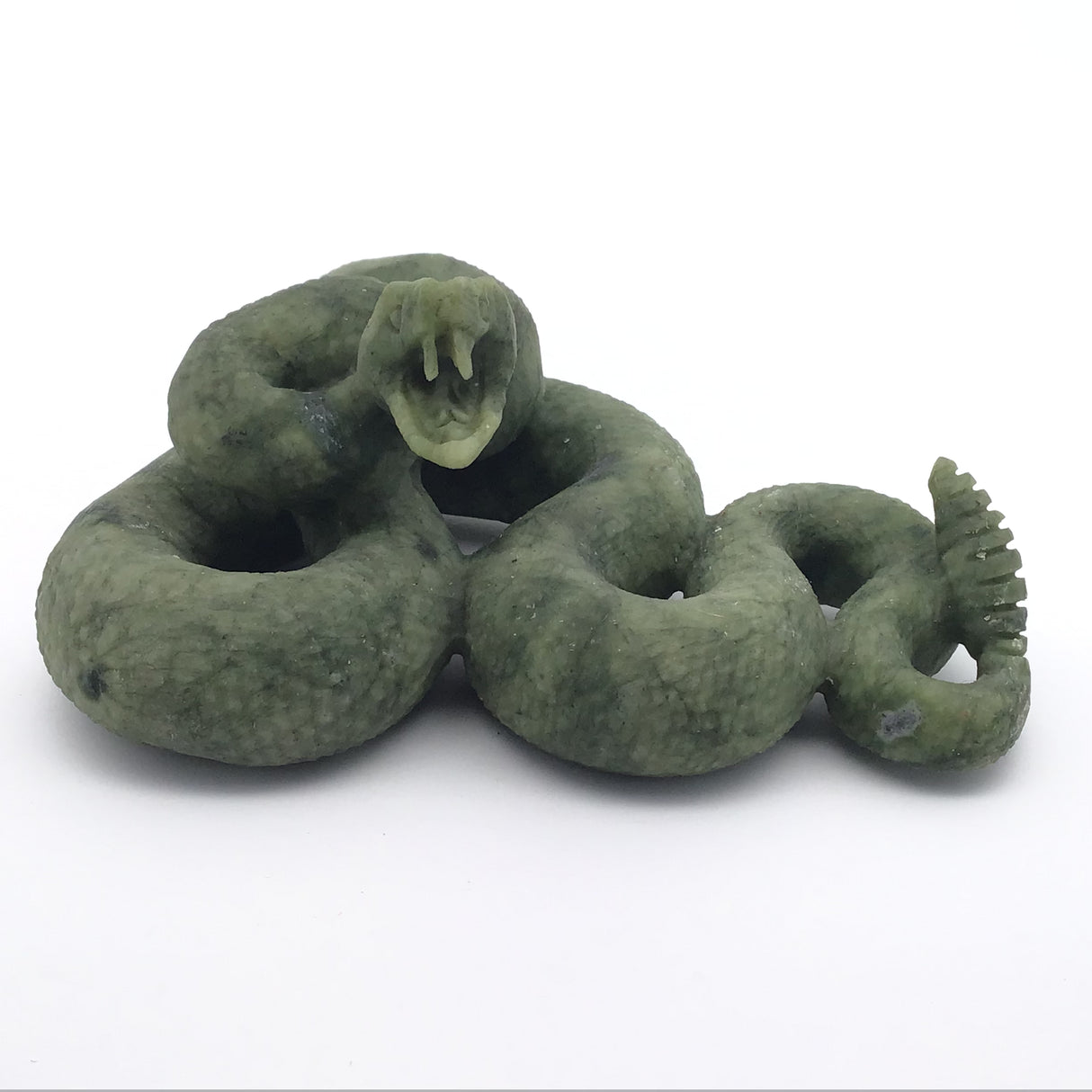 Green Hair Jasper In Defense Snake Carving