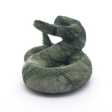 Green Hair Jasper Poised Snake Carving