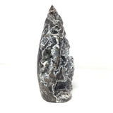 Sphalerite Flame with Open Druze Stalatite Caverns