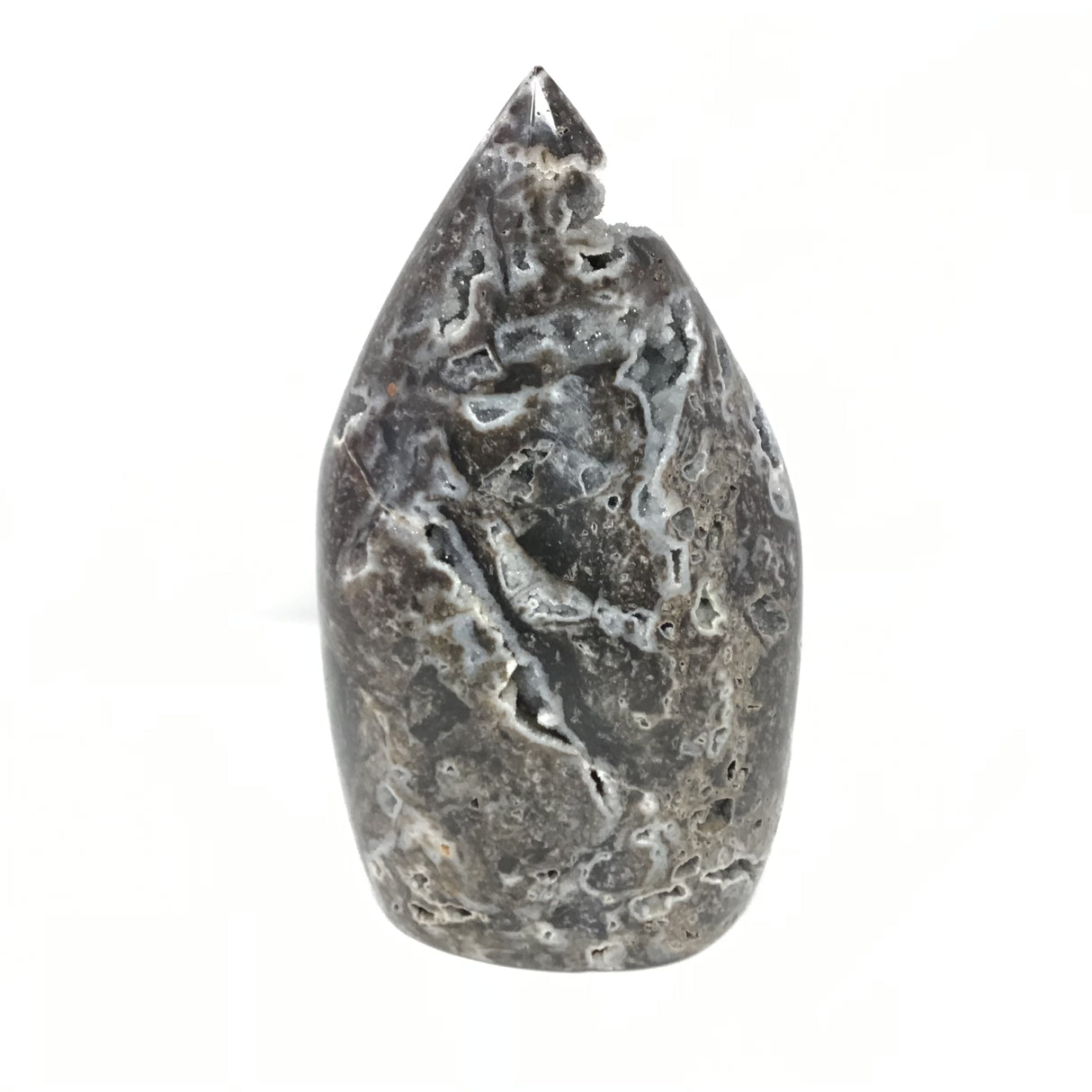 Sphalerite Flame with Open Druze Stalatite Caverns