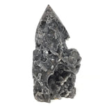Sphalerite Flame with Open Druze Stalatite Caverns