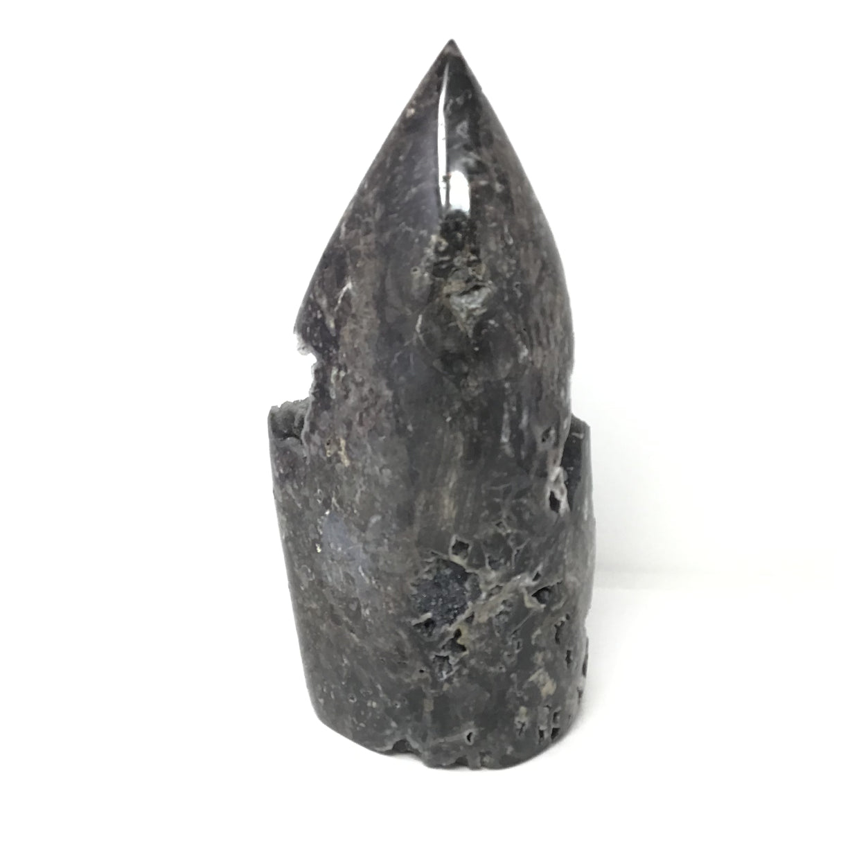 Sphalerite Flame with Open Druze Stalatite Caverns