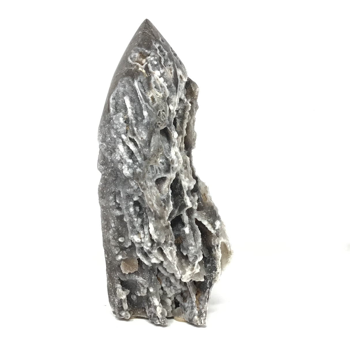 Sphalerite Flame with Open Druze Stalatite Caverns