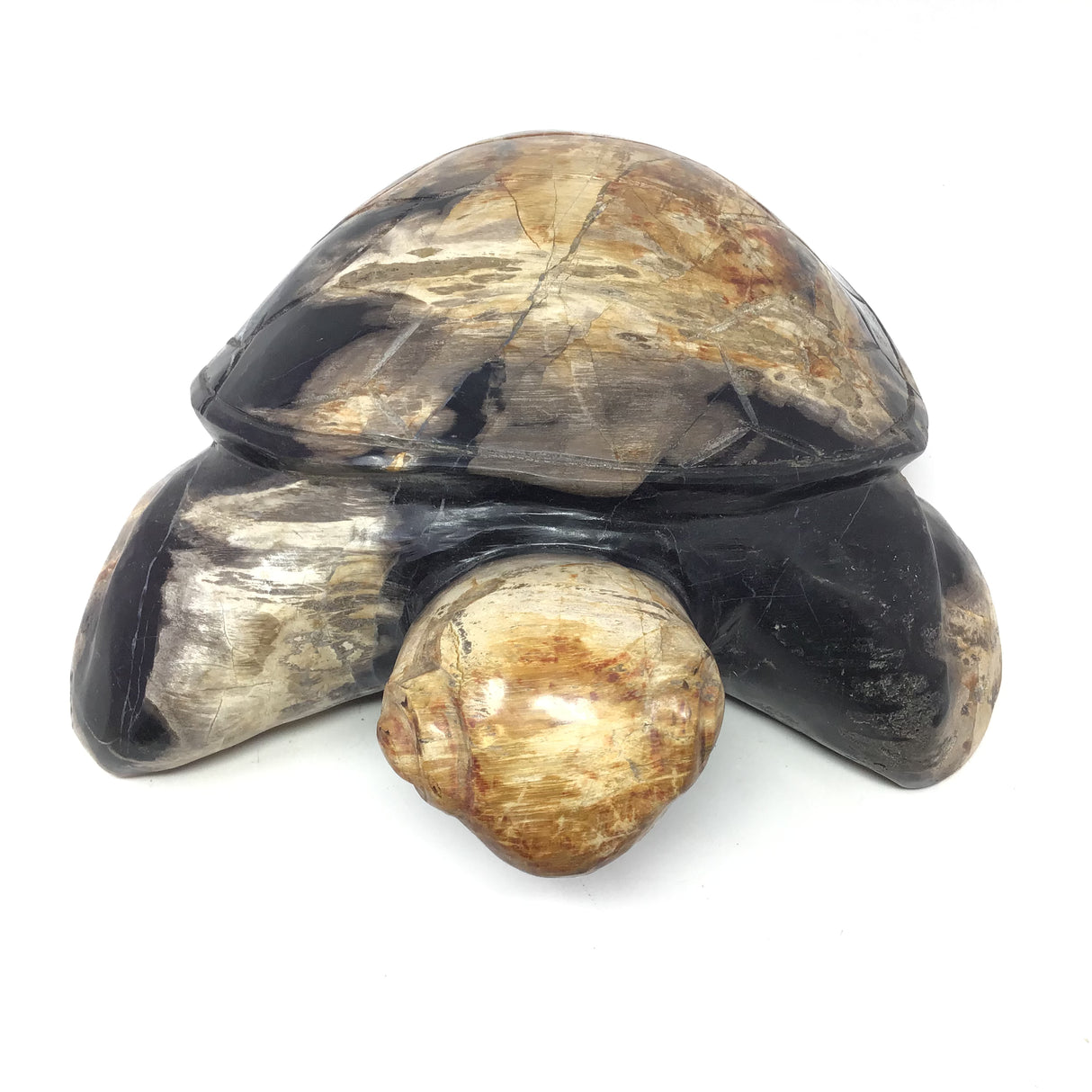 Indonesian Petrified Wood Sea Turtle Carving - Large