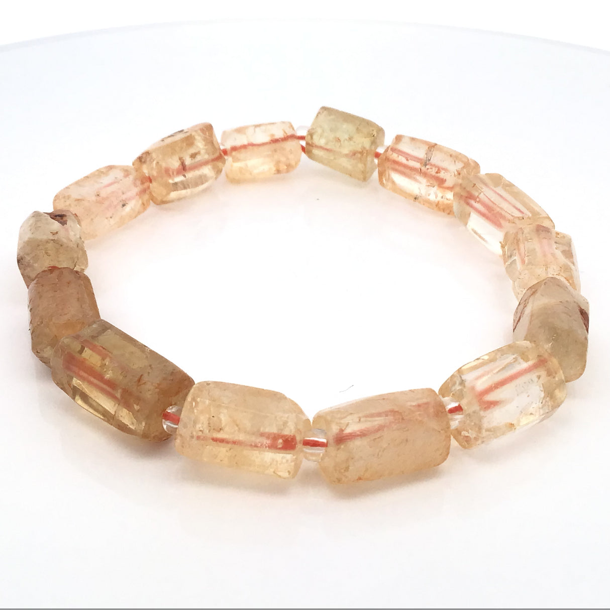 Citrine Rectangle Beaded Bracelet with Czech Glass Spacers