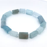 Aquamarine Rectangle Beaded Bracelet with Czech Glass Spacers