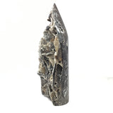 Statement Black Sphalerite Druze Geode Flame with Caverns and Stalactites