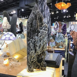 Statement Black Sphalerite Druze Geode Flame with Caverns and Stalactites