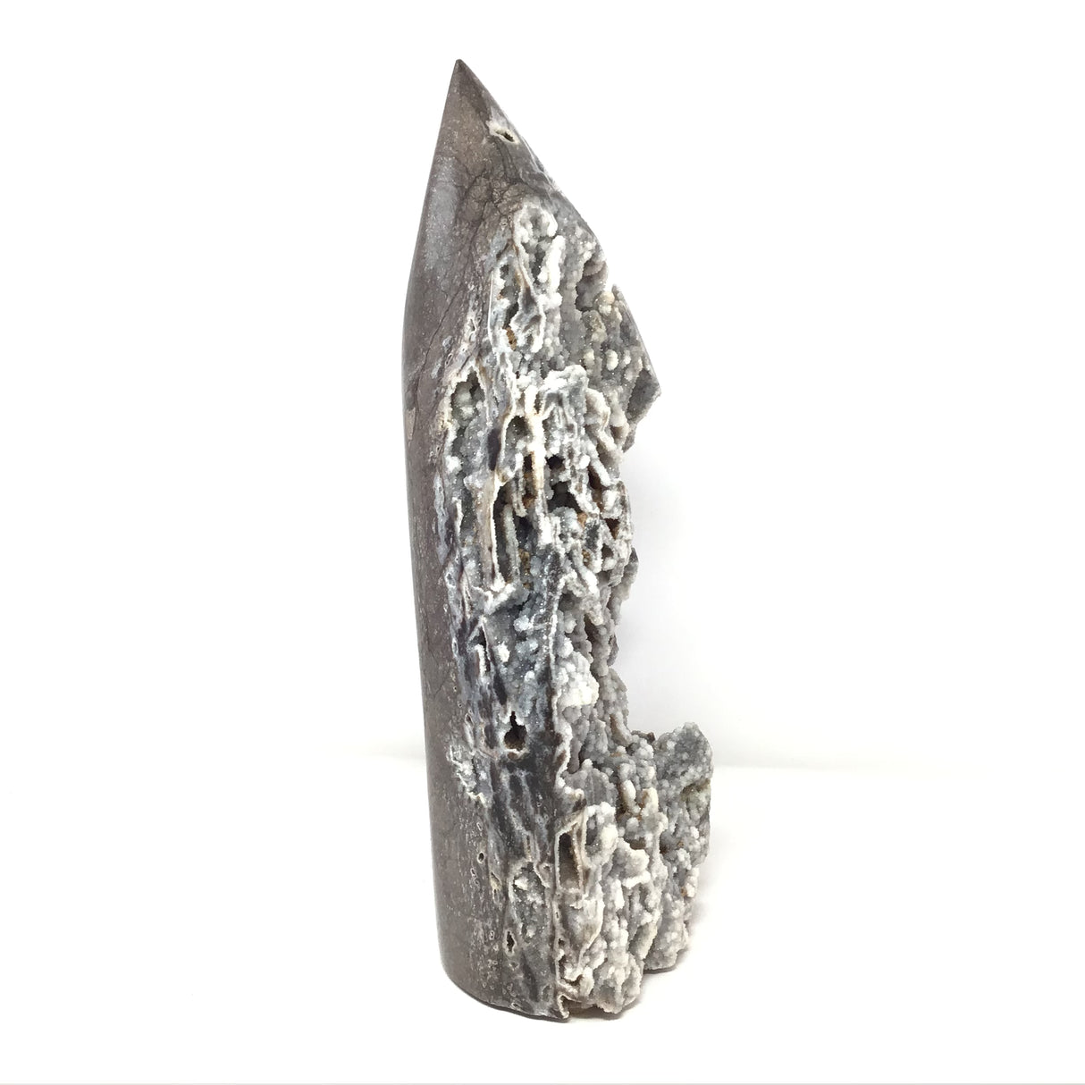 Statement Angel Aura Black Sphalerite Druze Geode Flame with Caverns and Stalactites