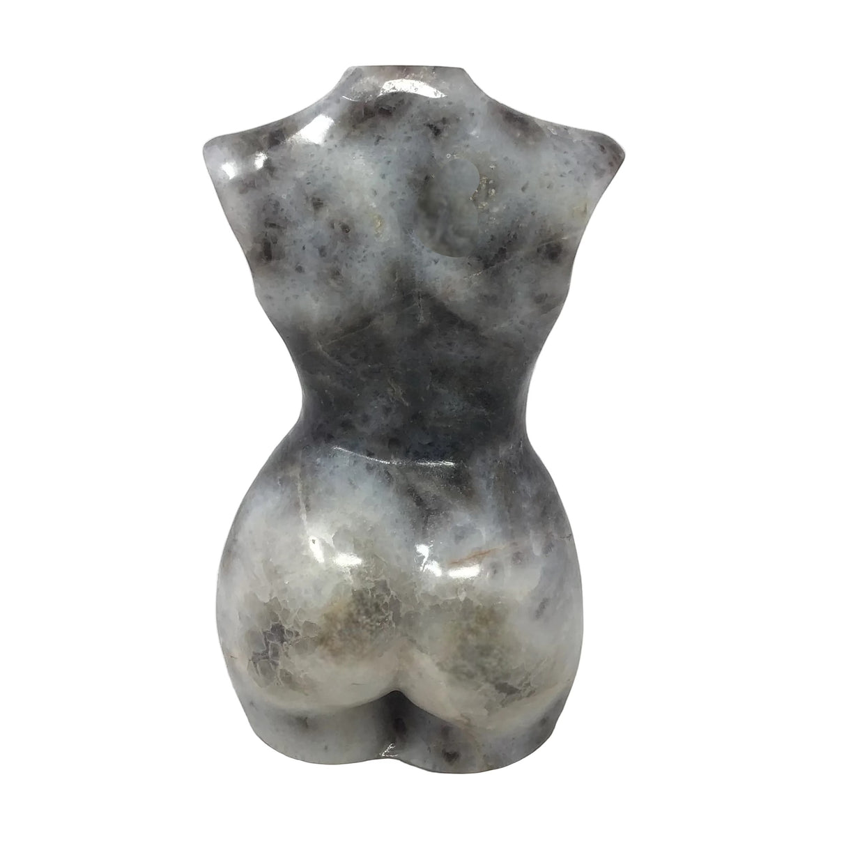 Chevron Amethyst Female Torso Carving - 10" with Pattern in Front