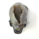Peach Fuzz Cavern Druze Agate Geode Skull Carving