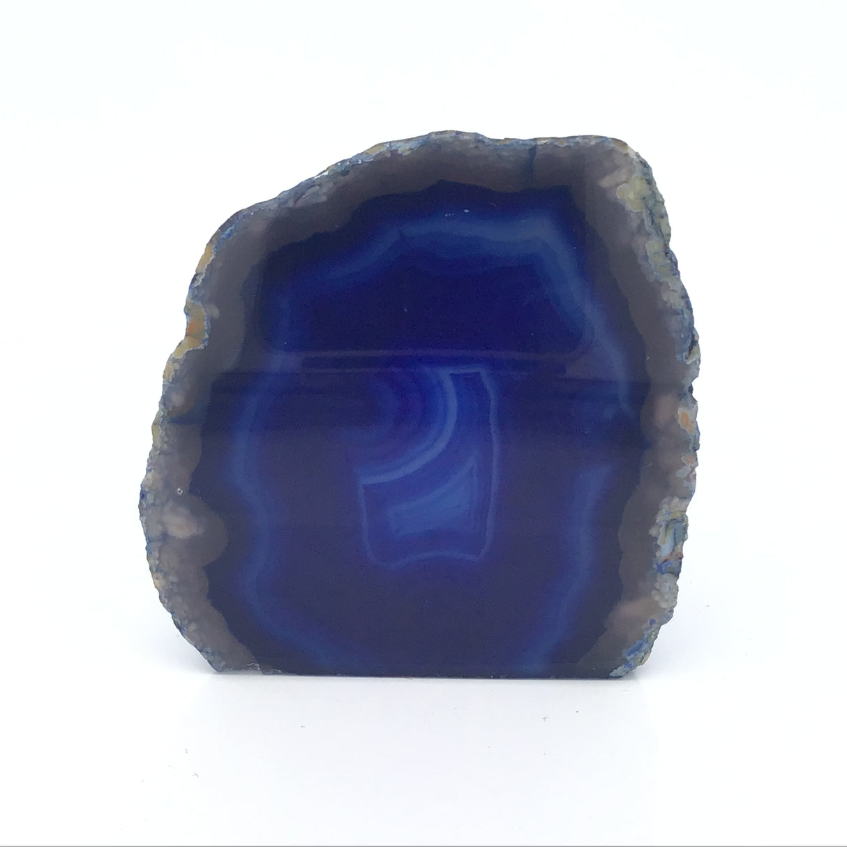 Dyed Agate Mini Geode End Cuts with Quartz and/or Druze Pockets - Cut Base