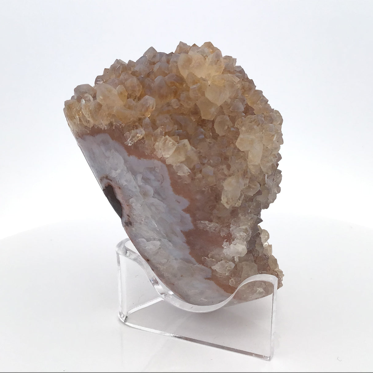 Citrine Druze Stalactite Knob with Frosty Tips on Lucite Stand