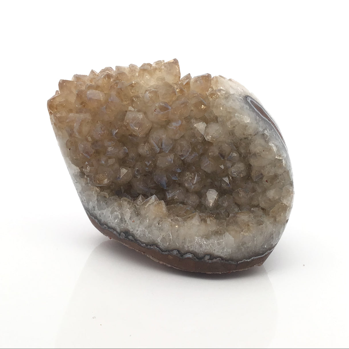 Citrine Crystal Stalactite Ridge with Polished Brown Agate