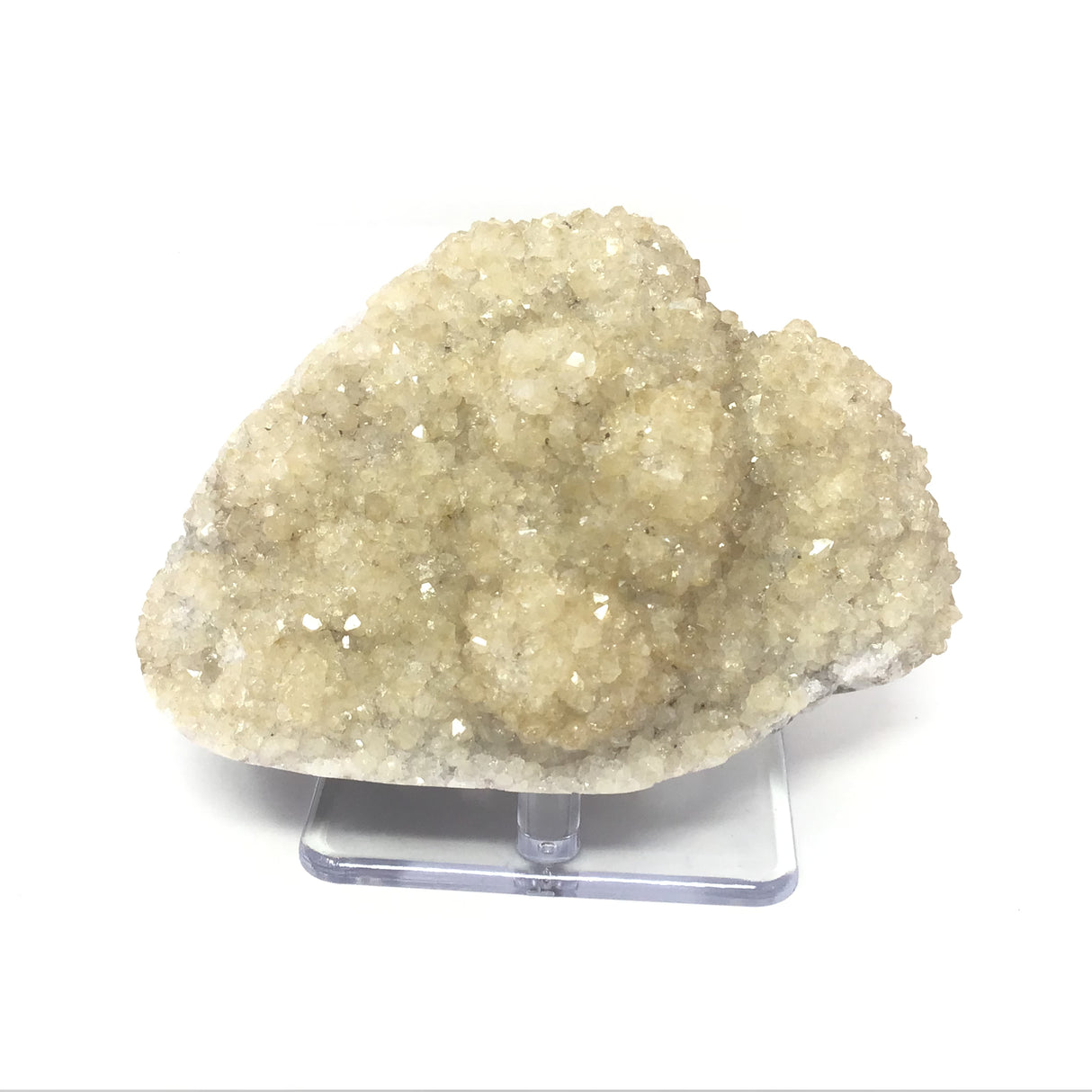 Citrine Druze Stalactite Specimen with Polished Agate Tubuals on Lucite Stand