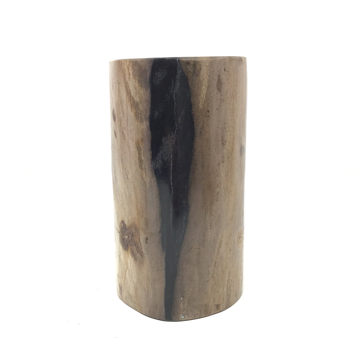 Indonesian Petrified Wood Single Tealight Candle Holder - Tall Column