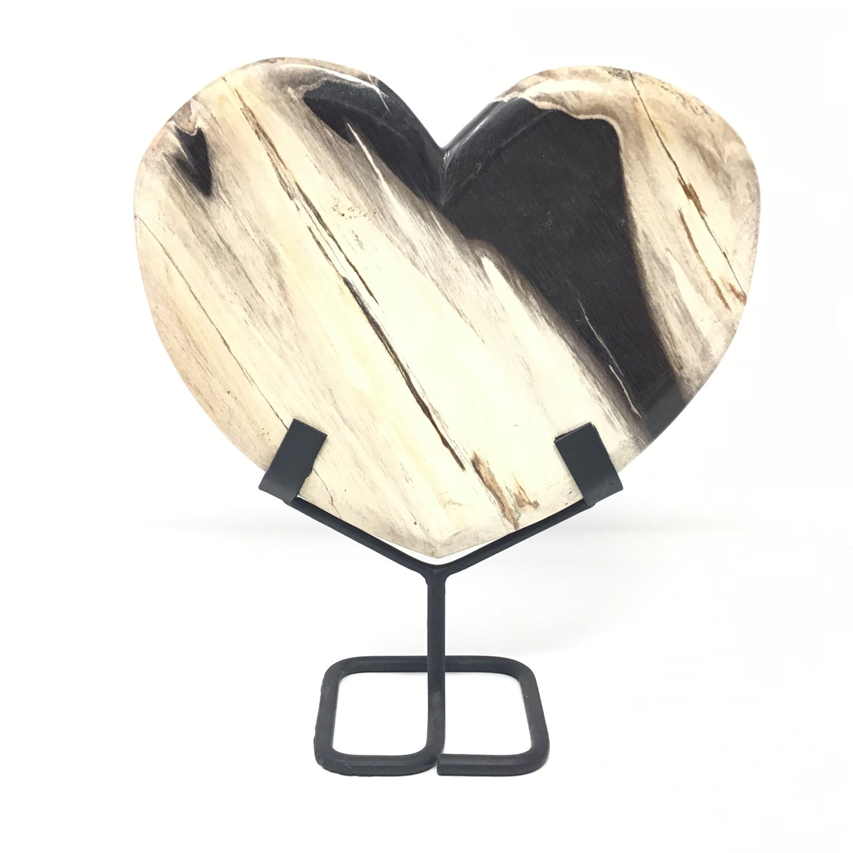 Indonesian Petrified Wood Heart in Fitted Stand - Large