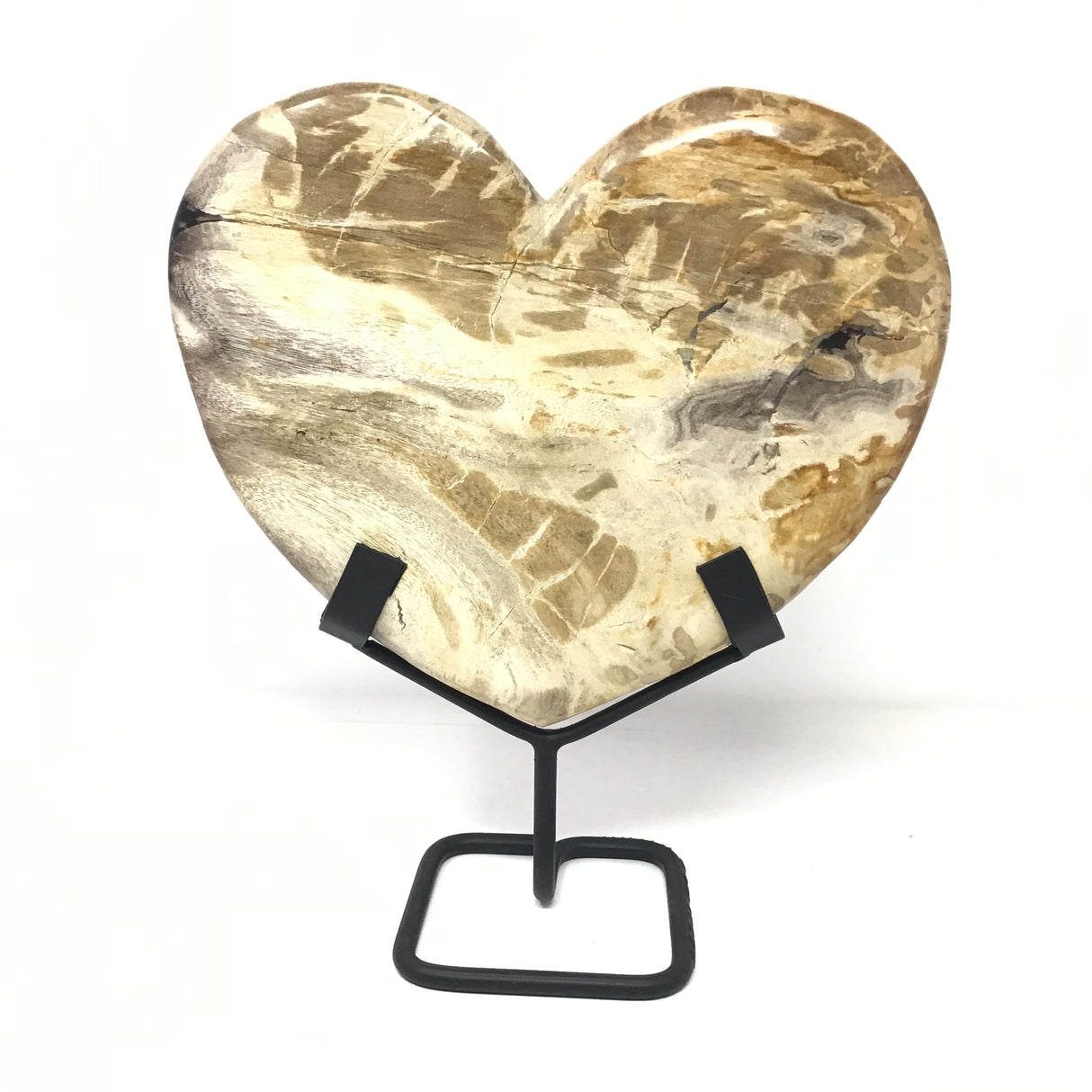Indonesian Petrified Wood Heart in Fitted Stand - Large