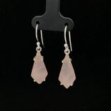 Prong Set Rose Quartz Cabochon Dangle Earrings