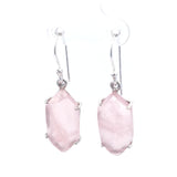 Prong Set Rose Quartz Cabochon Dangle Earrings