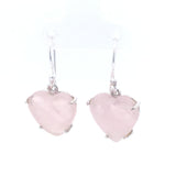 Prong Set Rose Quartz Cabochon Dangle Earrings