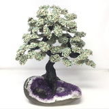 Amazonite Gemstone Tree on Amethyst Geode Base with Stalactite Inclusion