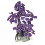 Amethyst Gemstone Tree on Prasiolite Geode Base with Calcite Inclusion