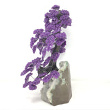 Amethyst Gemstone Tree on Prasiolite Geode Base with Calcite Inclusion