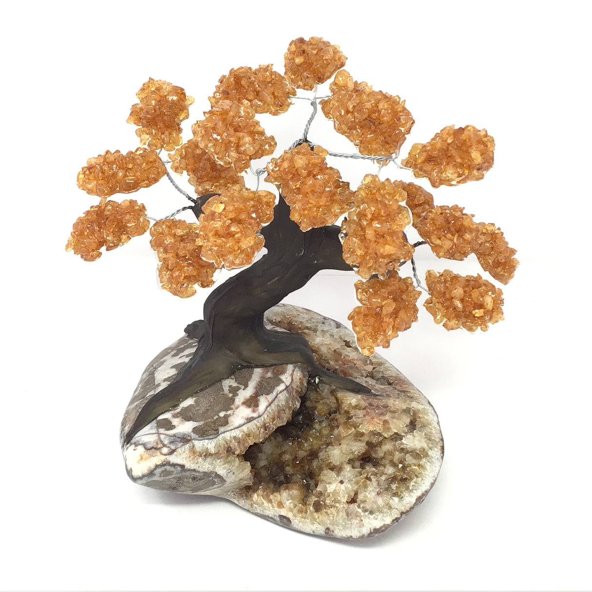 Citrine Gemstone & Clay Polymer Tree on Gemstone Base