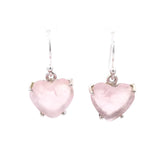 Prong Set Rose Quartz Cabochon Dangle Earrings
