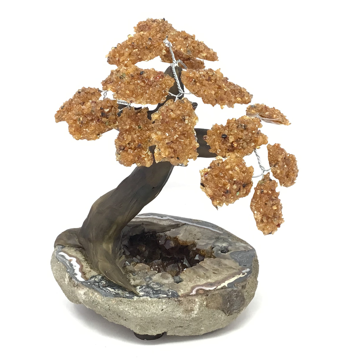 Citrine Gemstone & Clay Polymer Tree on Gemstone Base