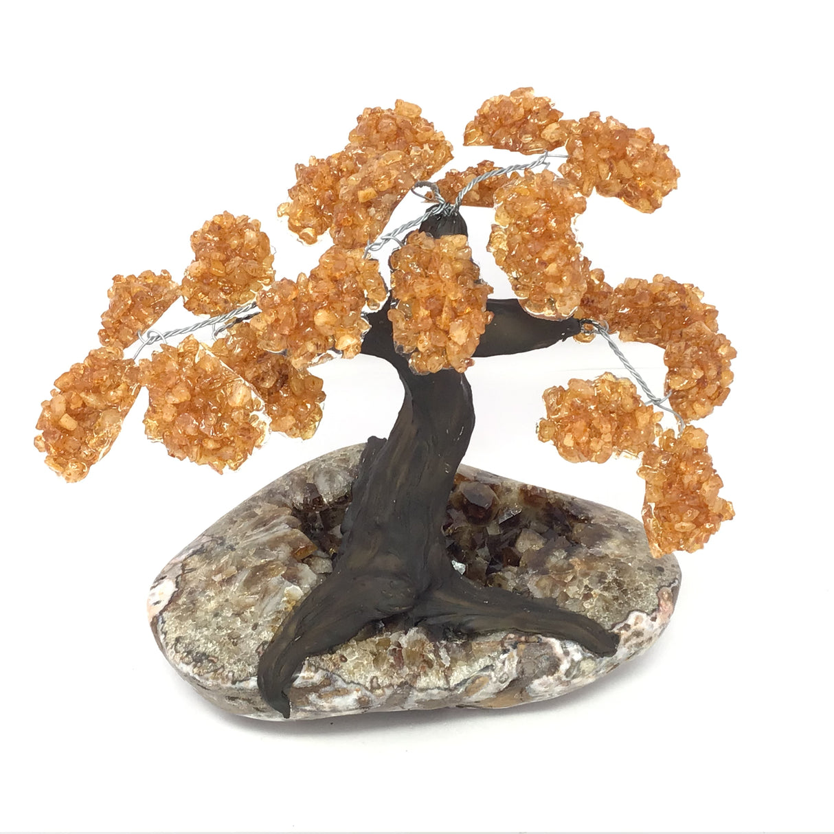 Citrine Gemstone & Clay Polymer Tree on Gemstone Base