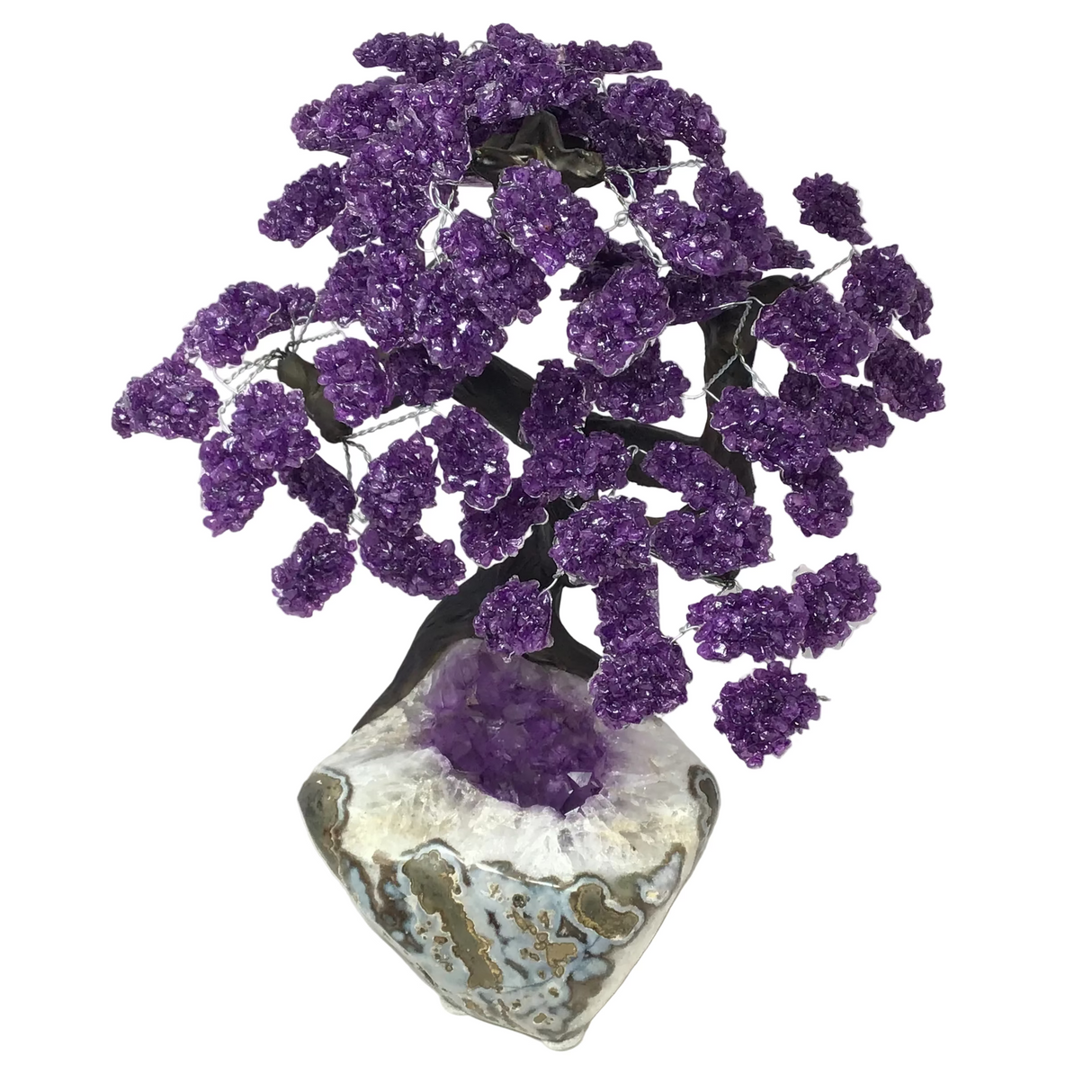 Amethyst Gemstone & Clay Polymer Tree on Gemstone Base
