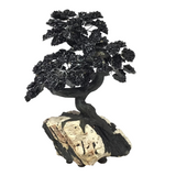 Obsidian Gemstone Tree with Clay Polymer & Black Tourmaline & Mica Albite Base