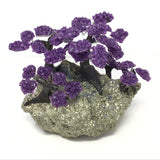Amethyst Gemstone Tree Grove with Clay Polymer on Pyrite Crystal Boulder Base