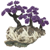 Amethyst Gemstone Triple Tree with Clay Polymer on Anhydrite Base