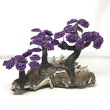 Amethyst Gemstone Triple Tree with Clay Polymer on Anhydrite Base