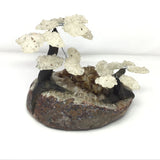 Quartz Gemstone Tree Duo with Clay Polymer on Citrine Crystal Geode Base