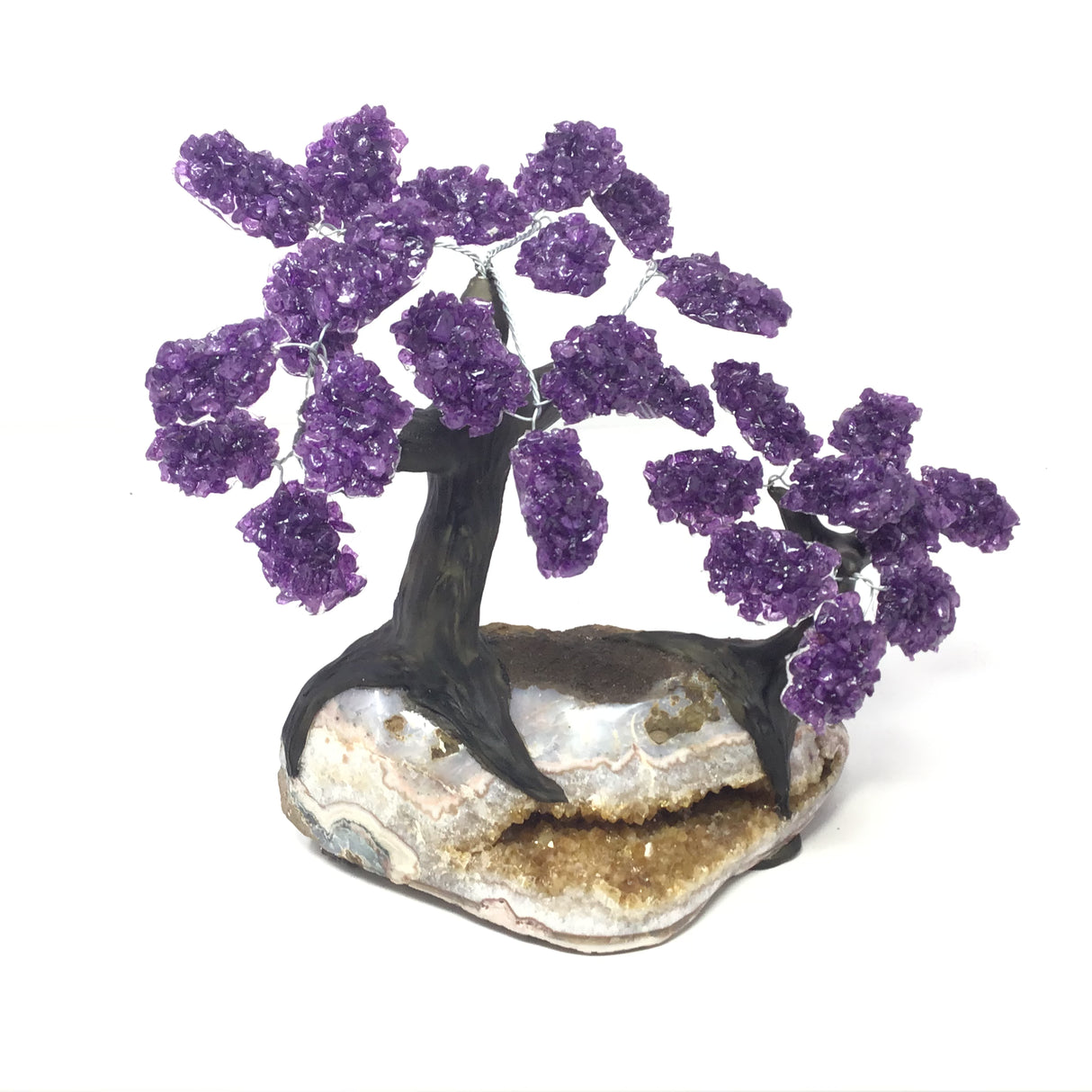 Amethyst Duo Gemstone Tree with Clay Polymer on Citrine Base