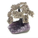 Smoky Quartz Gemstone Tree with Clay Polymer on Amethyst Crystal Geode Base