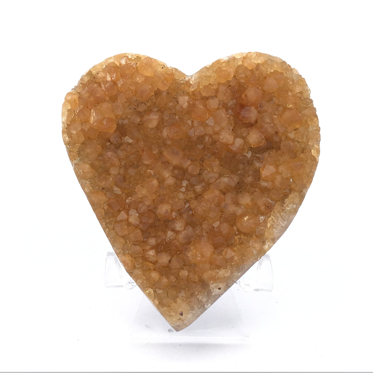 Citrine Druze Heart on Lucite Stand